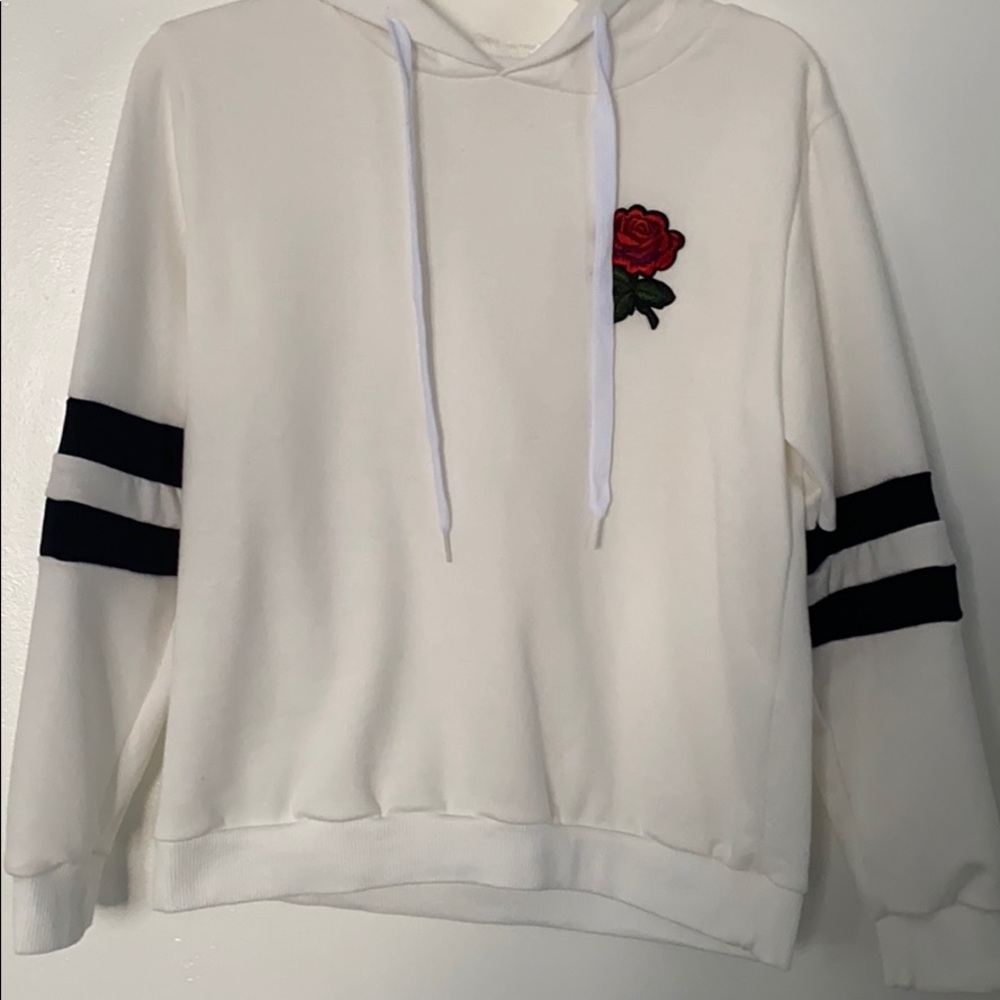White, rose sweatshirt